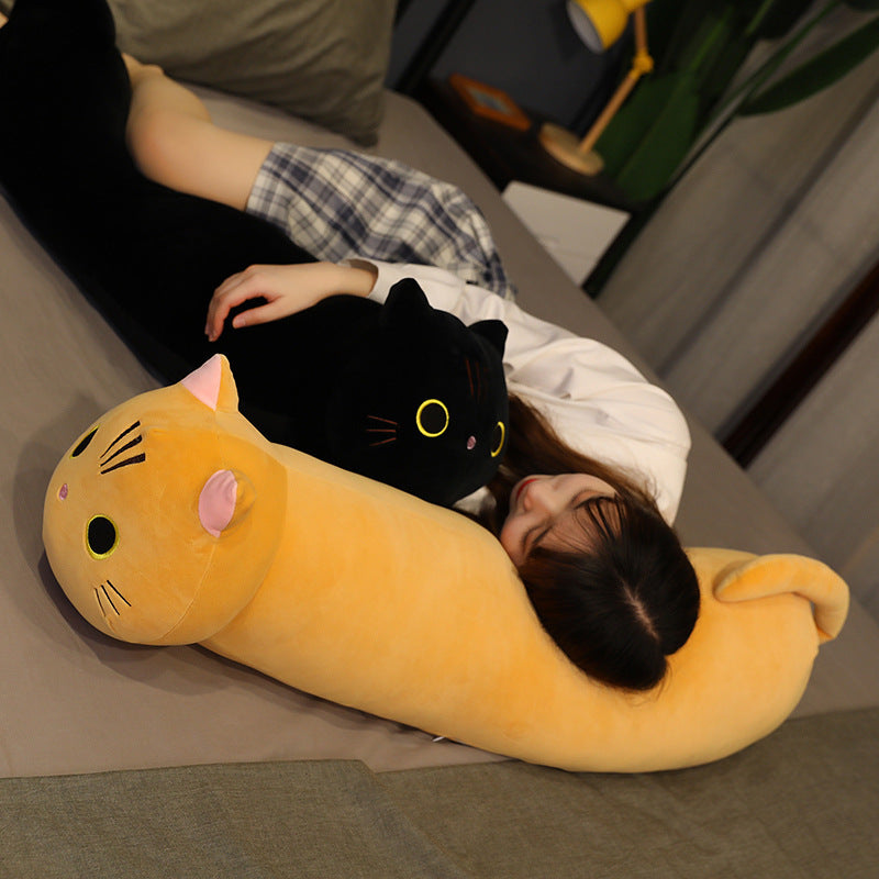 Peluche chat long traversin