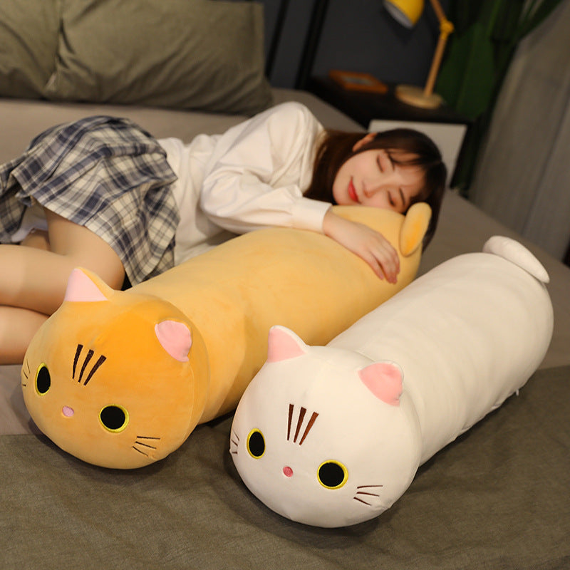 Peluche chat long traversin