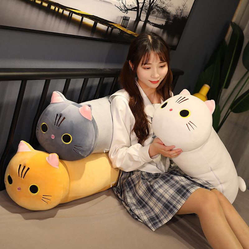 Peluche chat long traversin